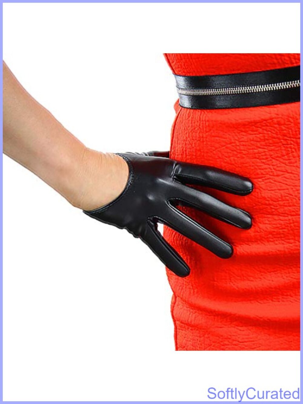 Extra Short Faux PU Leather Half Palm Gloves Formal Driving Party